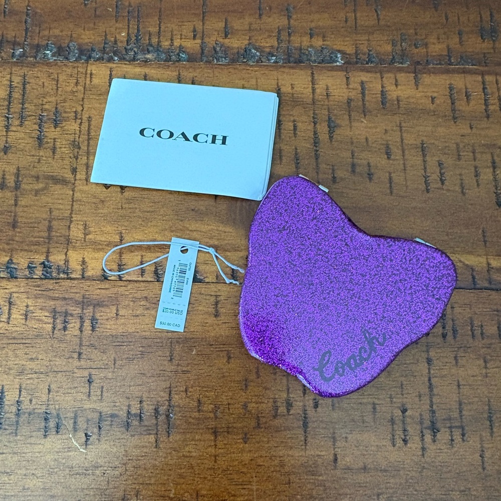 Coach Glittery Purple Butterfly Compact Mirror